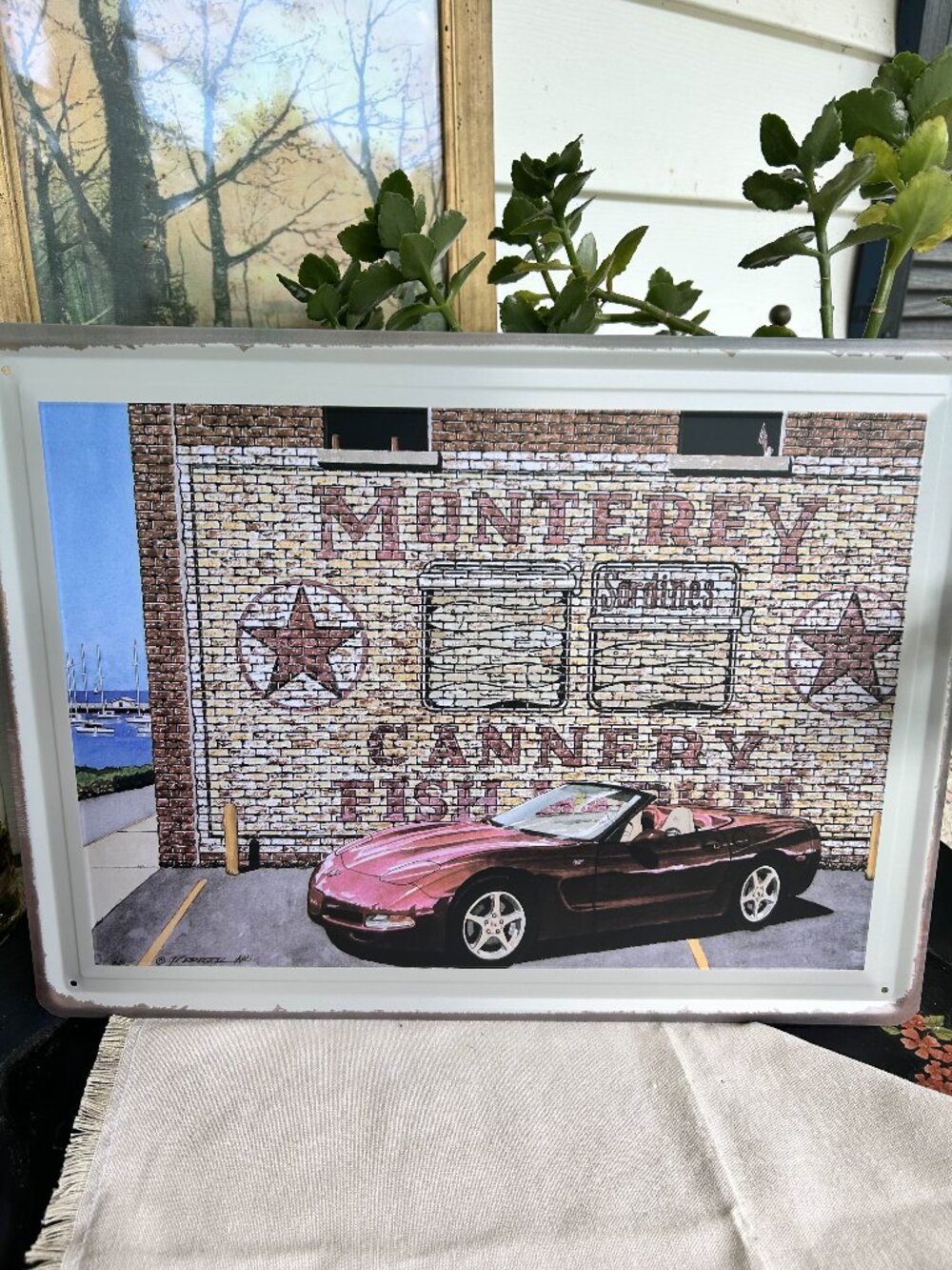 Vintage Style Corvette Monterey Cannery Row Metal Wall Sign – 16x12